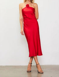 Skies Are Blue - Vanessa Diamante Strap Satin Slip Halter Dress