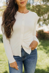 Mikarose - Long Sleeve Pointelle Button Cardigan