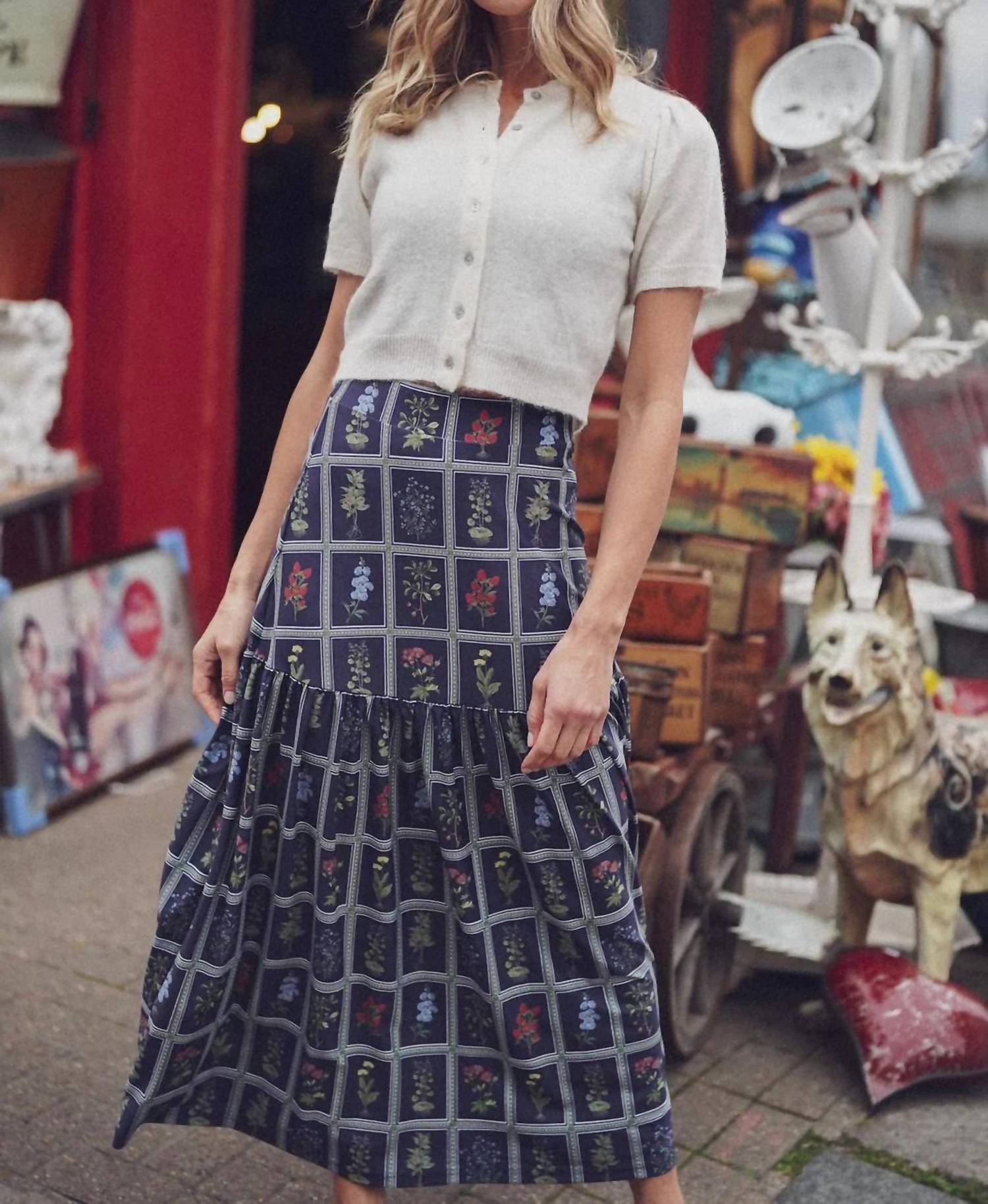 SMITH & QUINN Faye Maxi Skirt in gardeners window navy - women's skirt - view 4
