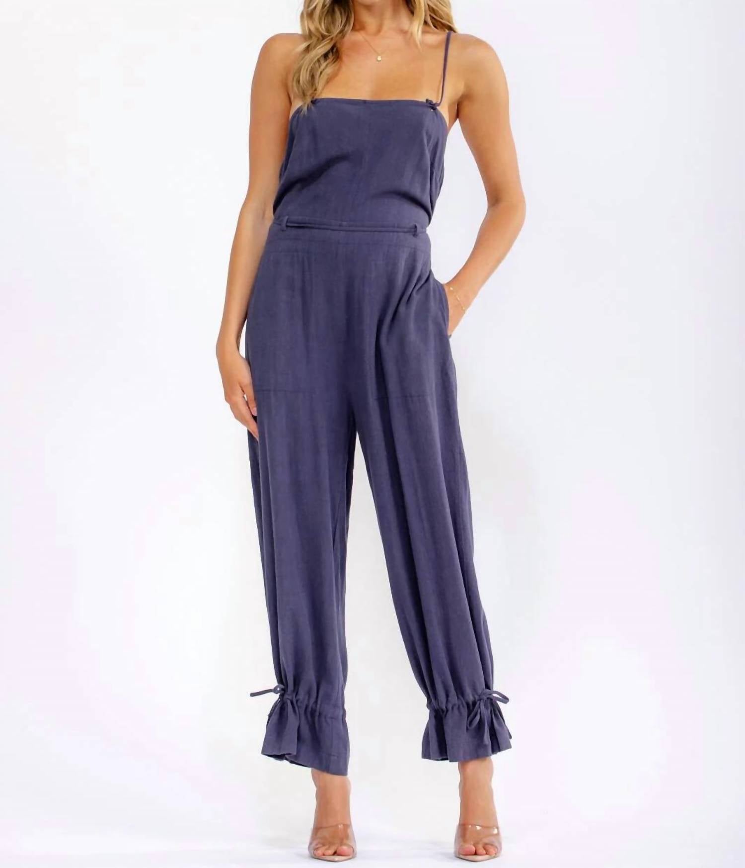 Little Secret Of Mine - Sleeveless Square Neck Open Back Jumpsuit