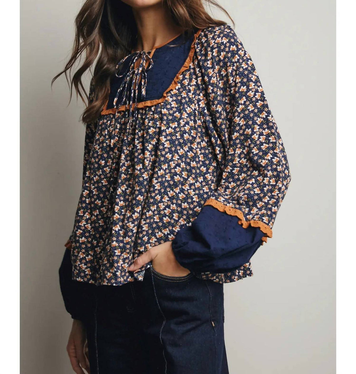 Forte - Patchwork Peasant Blouse