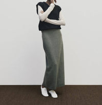 Mijeong Park CASHMERE BLEND KNIT MIDI SKIRT in gray - women's skirt - view 4