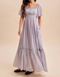 In-Loom - Women's Lace Flutter Sleeve Maxi Dress