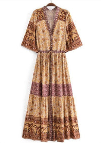 Sundayup - Women's Bohemian Floral Print Maxi Dress
