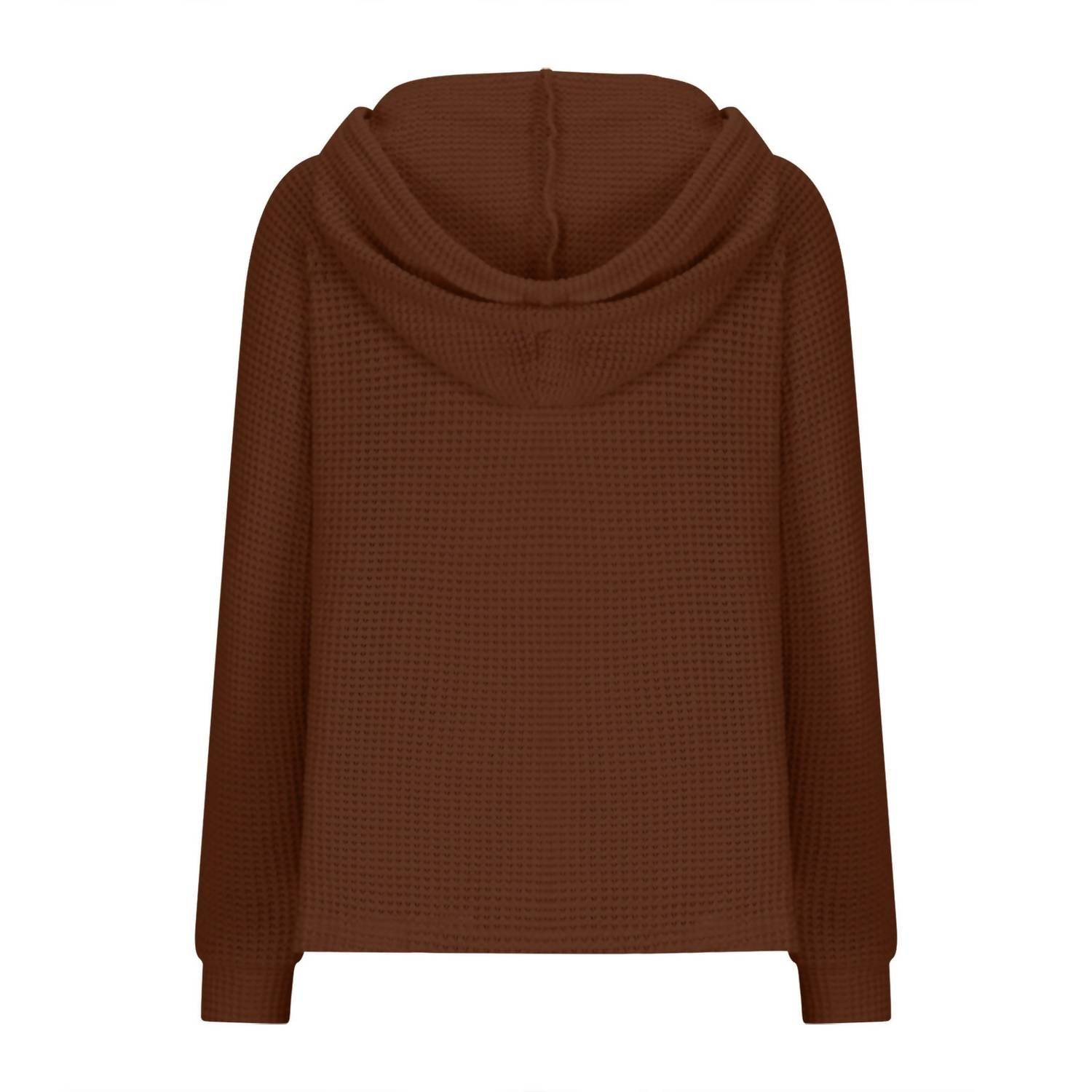 Lily Clothing Waffle Button-up Hoodie Pullover in caramel - women's top - alternate view