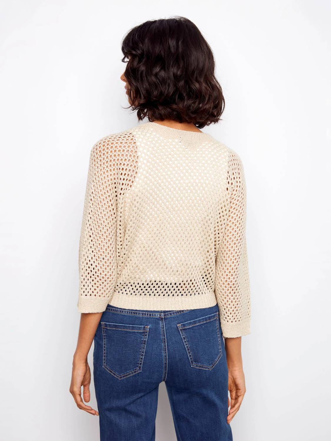 Charlie B - Crochet Lurex Tie-front Bolero