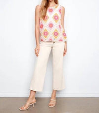 CHARLIE B Floral Sleeveless Crochet Cotton Blend Top in apricot - women's tank top - view 8