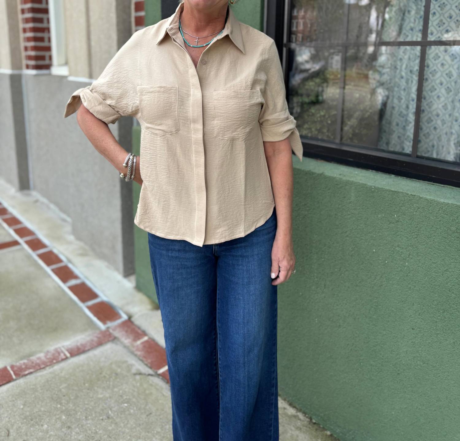 Joy Joy - Tie Sleeve Button Shirt