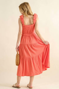 And The Why - Smocked Ruffled Tiered Midi Dress