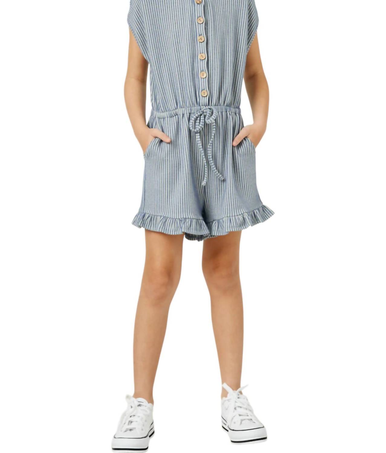 Hayden La - Girl's Buttoned Stripe Knit Romper