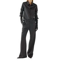 Veronica de Piante Taylor Straight Leg Trouser in dark grey pinstripe - women's pants - view 4
