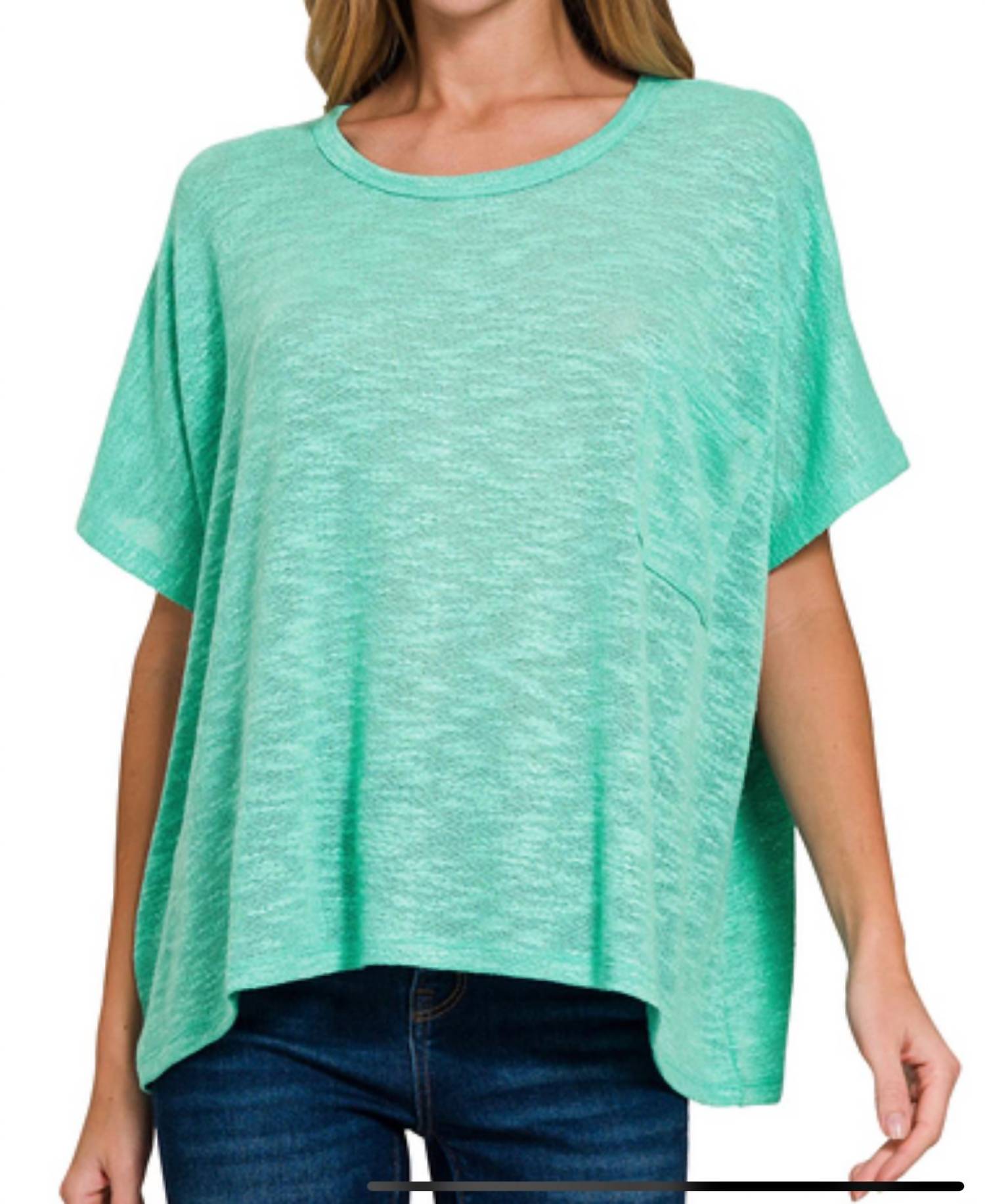 ZENANA Beau Relaxed Top in teal - women's blouse