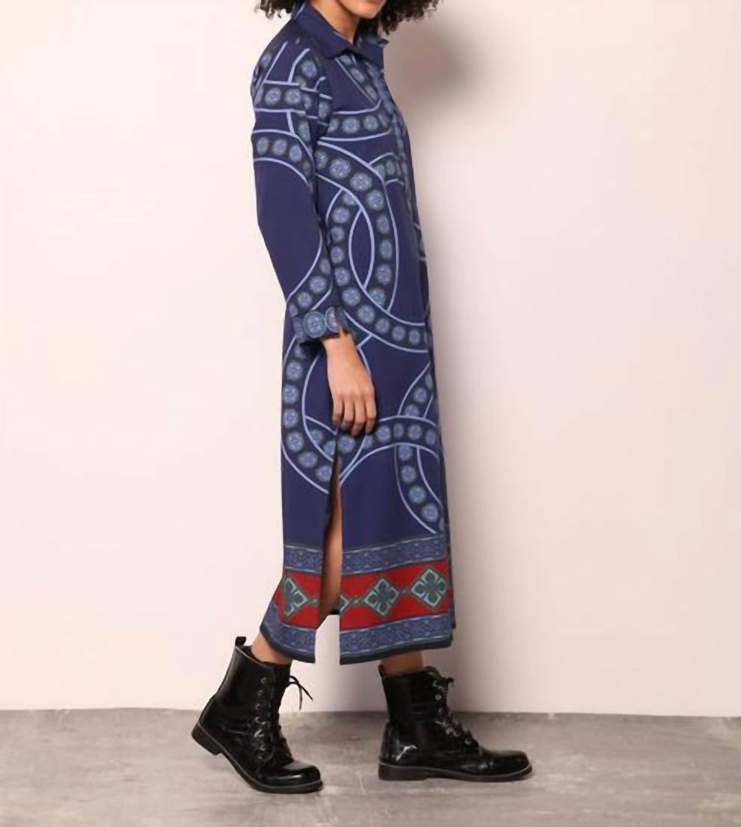 maude vivante Eliza Midi Dress in vintage circles - women's dress - alternate view