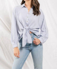 Blu Pepper - Front tie woven top
