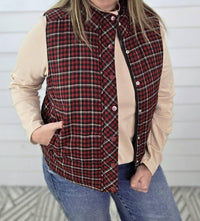 Staccato - Check Plaid Zip Up Snap Puff Vest