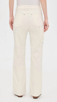 Warp + Weft Sat ‘90s Straight Leg High Rise Utility Jeans in ecru - women's jeans - detail view