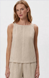 Michael Stars - Zora Herringbone Linen Straight Neck Sleeveless Tank