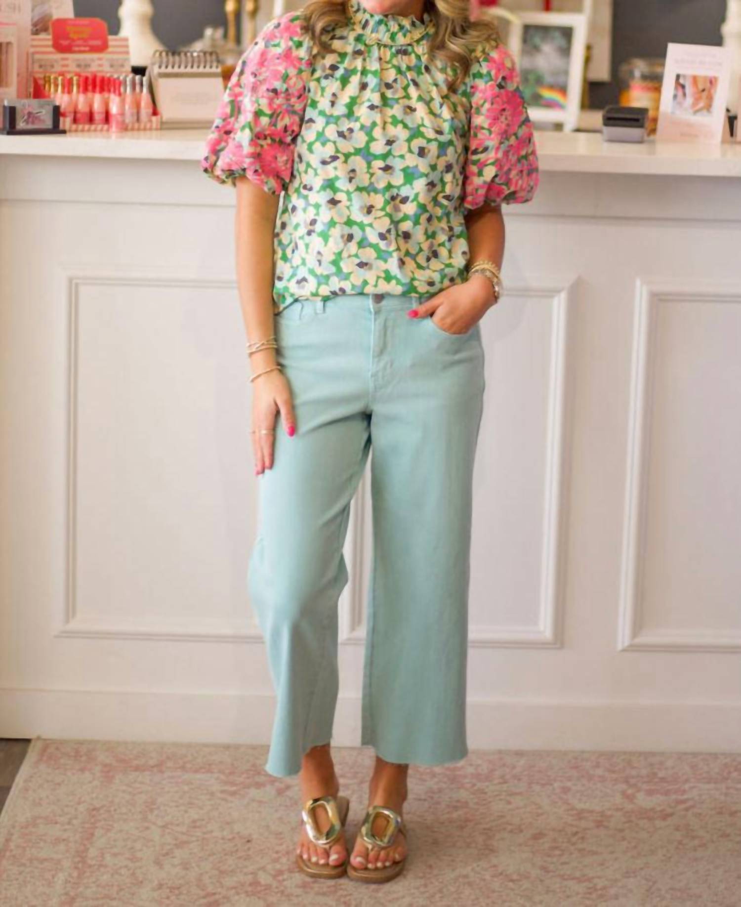 Judy Blue High Waist Garment Dyed Raw Hem Crop Jean in light blue sky - women's jeans - view 5