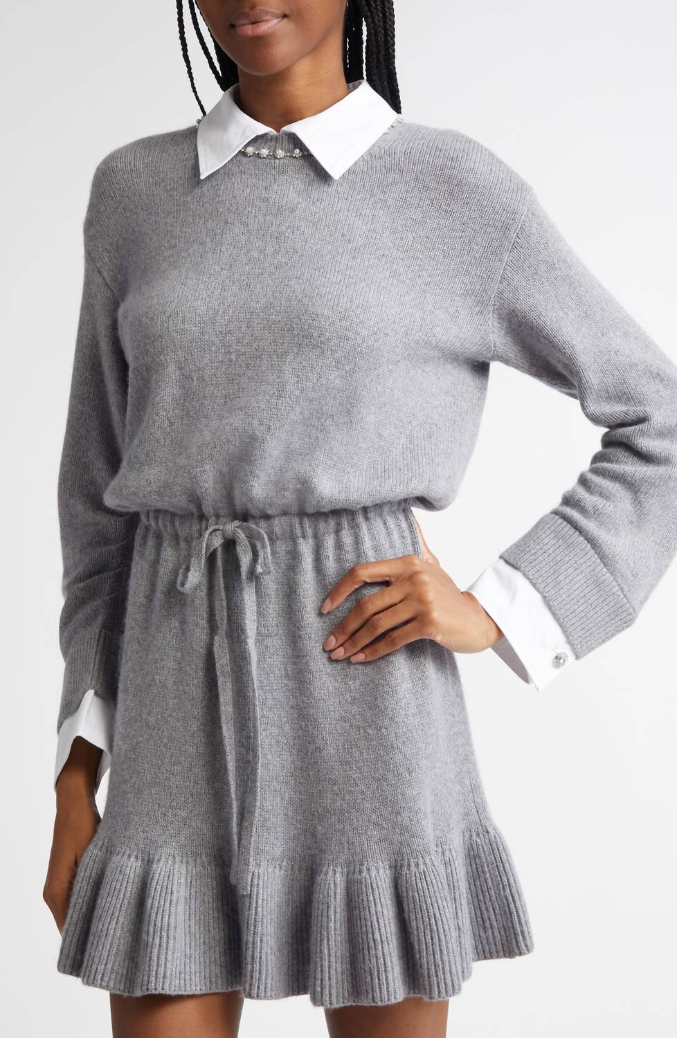 Cinq A Sept - Kiana Pearl Necklace Long Sleeve Sweater Dress