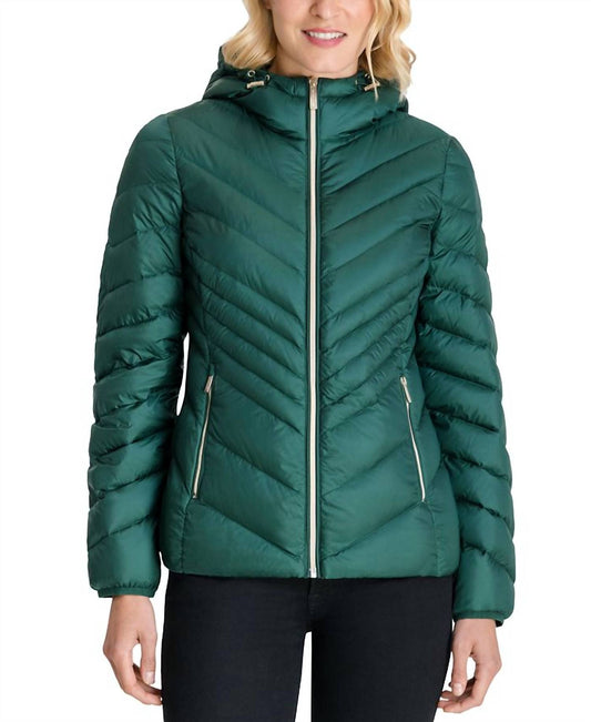 Women's Chevron Hooded Down Packable Coat