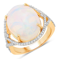 Diana M Jewels Women's Oval Natural Ethiopian Opal Fashion Ring (8.26 Ct) - Elegant Plus in 14k yellow gold - women's jewelry