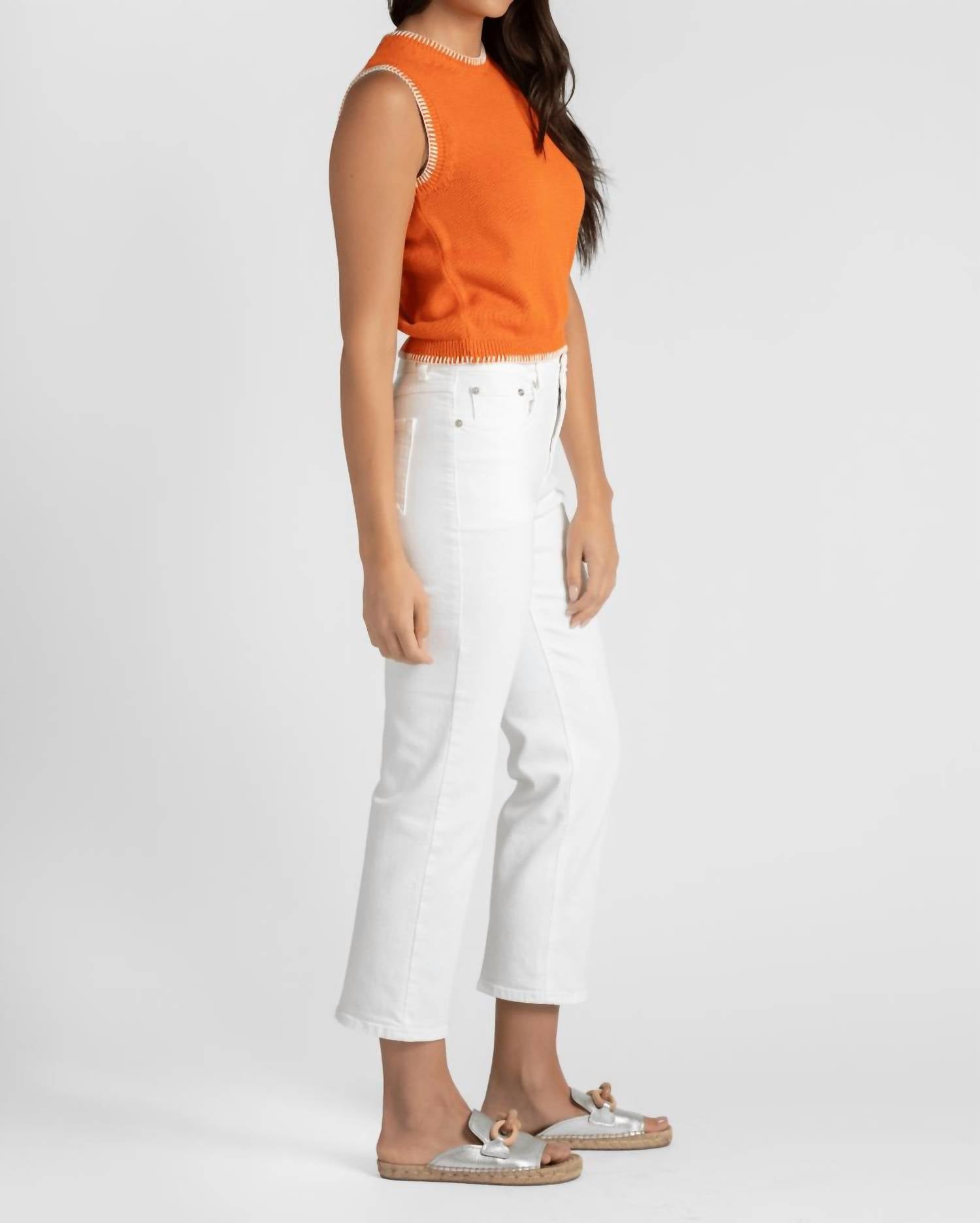White + Warren - Organic Cotton Blanket Trim Tank
