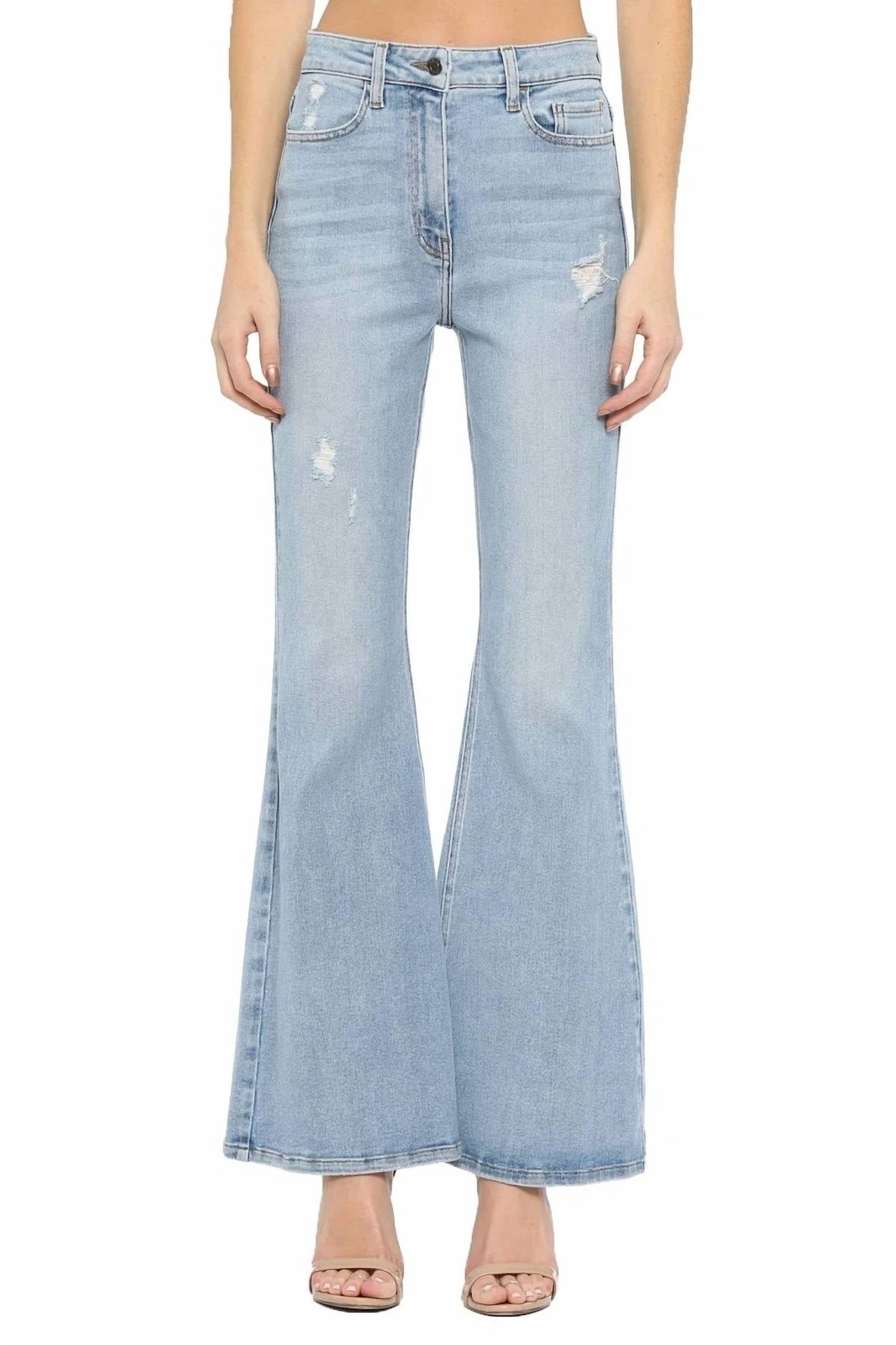 Cello - High Rise Distressed Super Flare Jeans