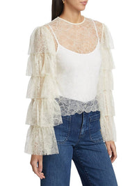 Frame - Lace Tiered Ruffle Top