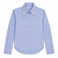 Saint Sintra - Swarovski Crystal Embellished Pinstripe Shirt
