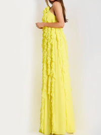Jovani - Halter Gown With Cascading Ruffle Layers