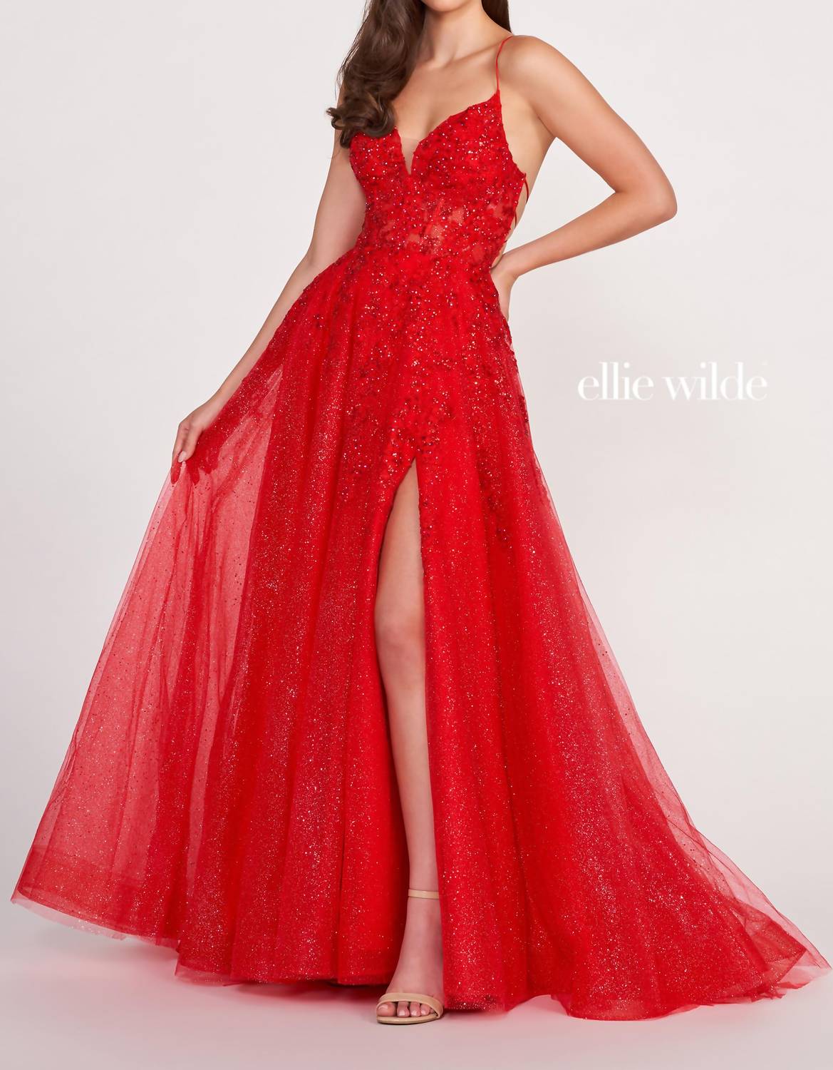 Ellie Wilde - Floral Lace A-line Prom Dress