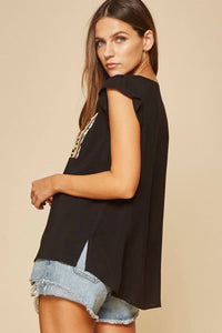Andree By Unit - Leopard And Serape Embroidered Top