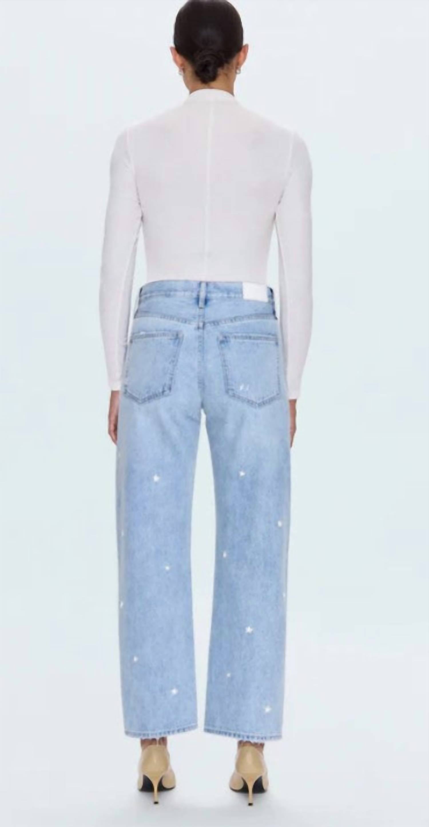 PISTOLA Lexi Mid Straight Bow Jeans in stellar vintage - women's jeans - detail view