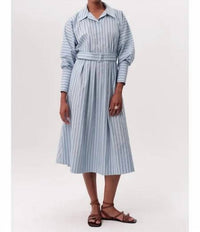 Exquise - Raglan Sleeve Shirt Collar Belted Regular Midi Dress