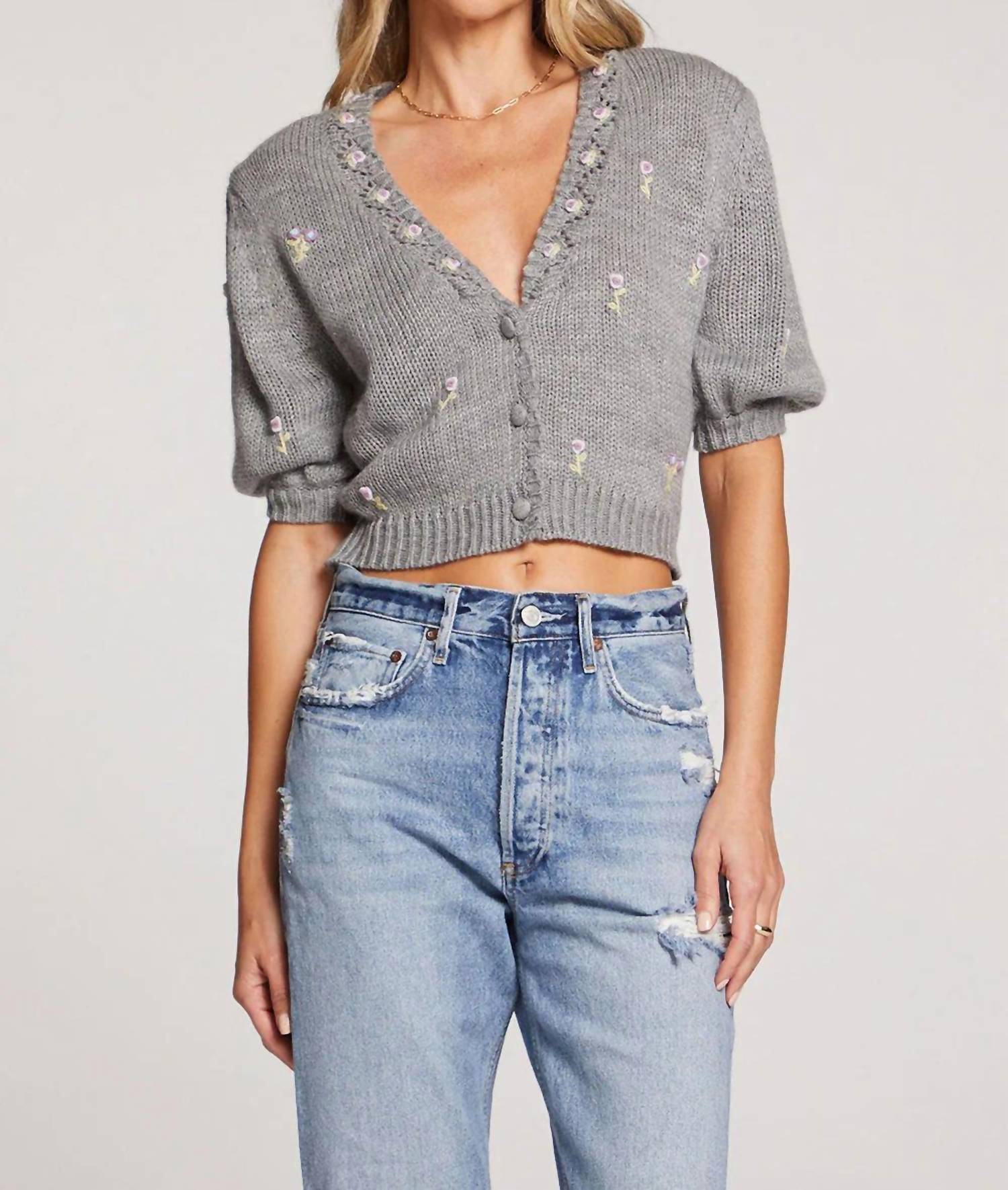 Saltwater Luxe - Short Sleeve Embroidered Sweater