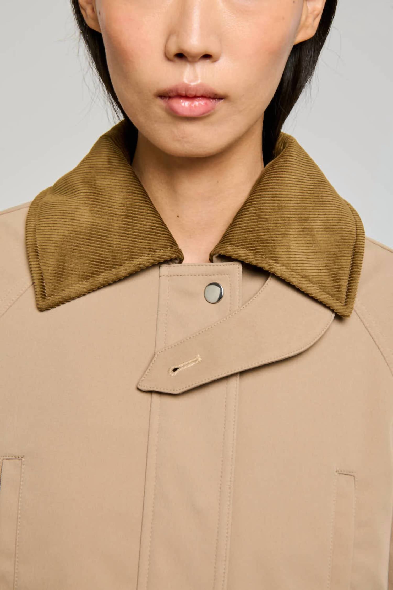 Oofwear - Corduroy Collar And Front Pockets Long Jacket