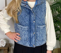 Ee:Some - Washed Denim Quilted Vest
