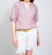 Ivy Jane - Stripe Trim Floral Top