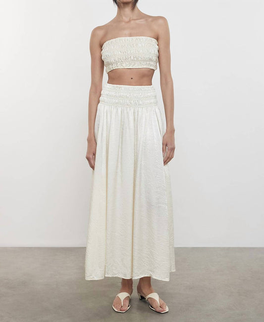 Enza Costa - TEXTURED SATIN SMOCKED TOP