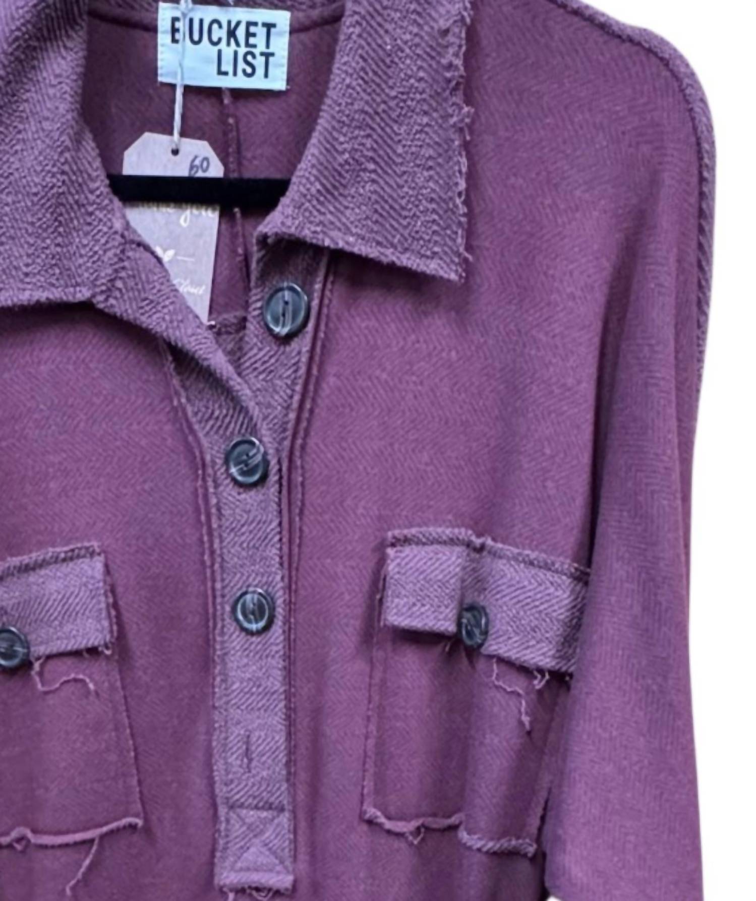BUCKETLIST Oversized French Terry Romper in burgundy - women's pants - view 7
