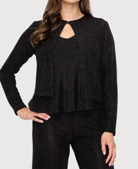 Glitter Top Button Cardigan