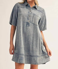 Jodifl - All Of Me Short Sleeves Denim Dress