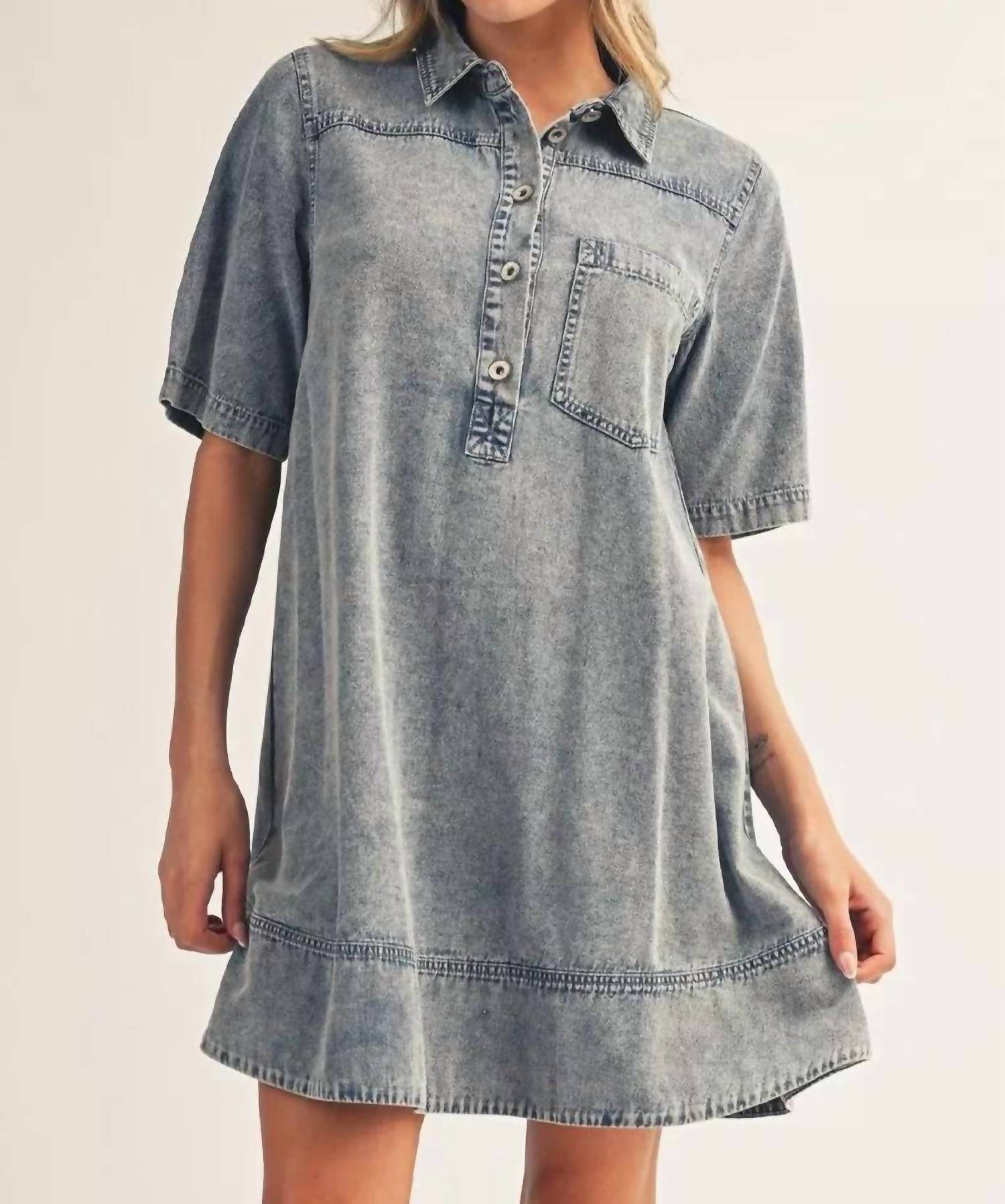 Jodifl - All Of Me Short Sleeves Denim Dress