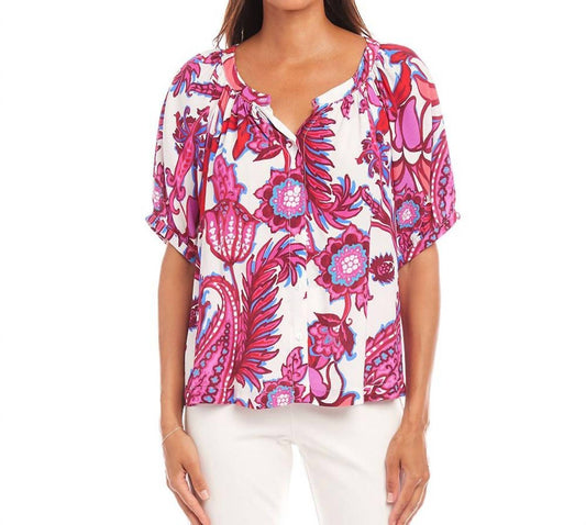 Karen Kane - Short Sleeve Peasant Top