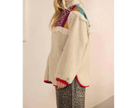 Veveret - Women's Contrast Printed Teddy Jacket