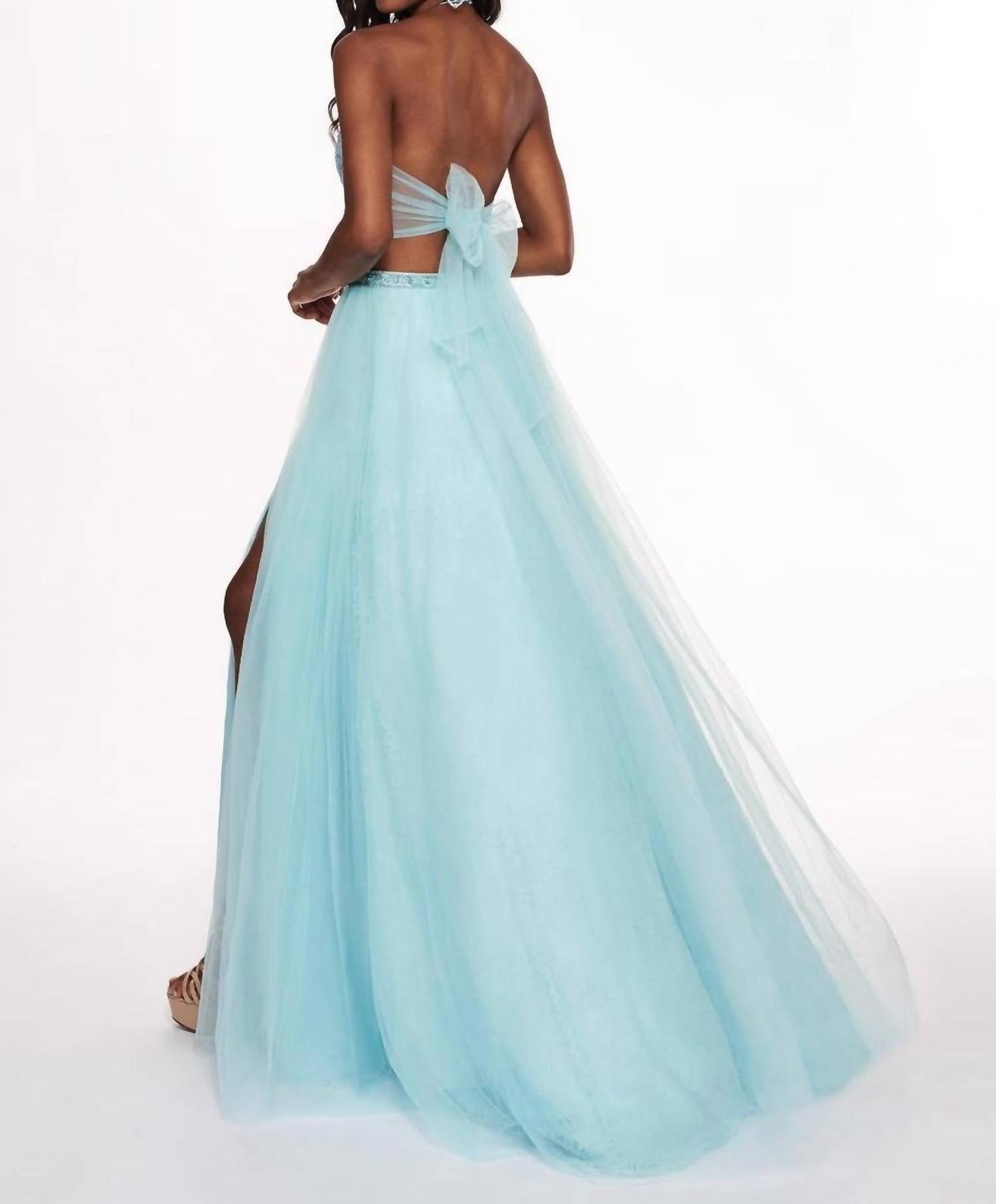 Rachel Allan - Embroidered Lace Tulle Two-piece Prom Dress