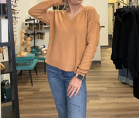 Staccato - V-Neck Raw Edge Seam Pullover Sweater