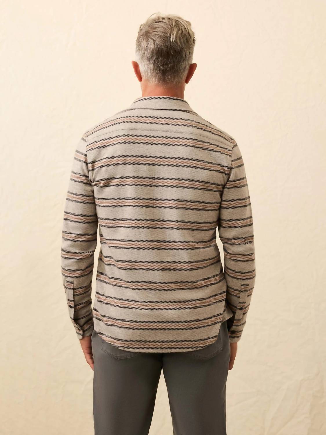 Faherty Double Pocket Legend Sweater Shirt in rock coast stripe - men's shirt - alternate view