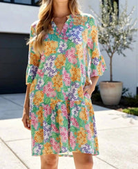 Dear Scarlett - Floral Print Shirred Tiered Dress