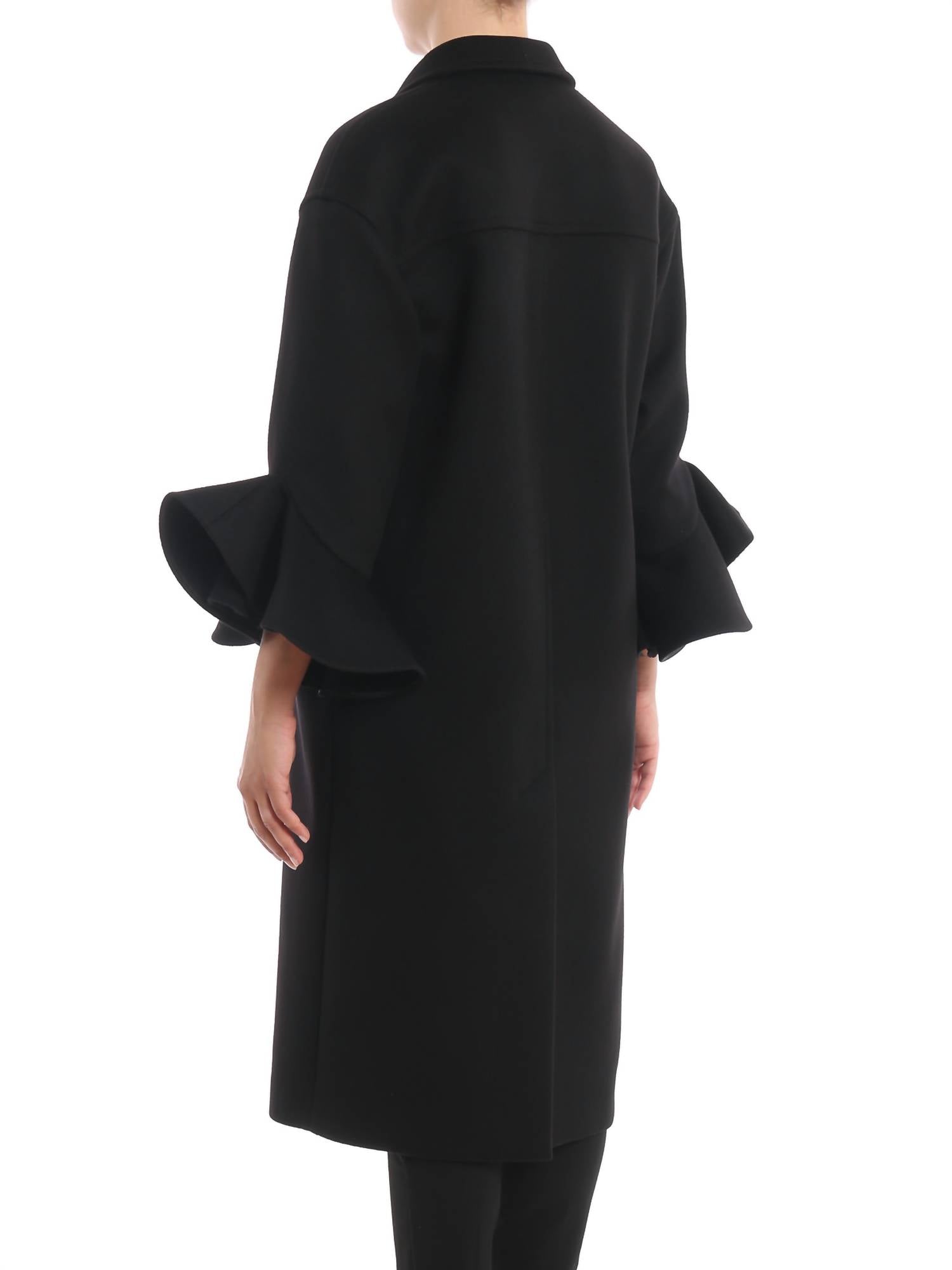Valentino - Frill Sleeves Compact Drap Coat